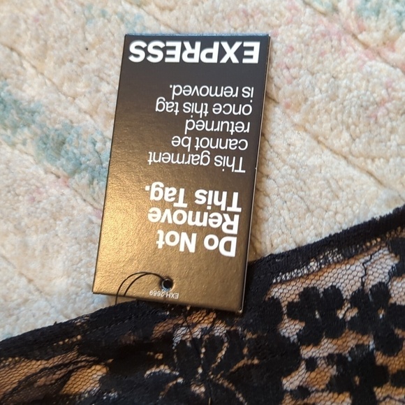 Express Lace Floral Dress Black Lined Bow Sleeveless Size Small nwt Romance - Picture 10 of 13